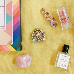 vintage iridescent bejeweled brooch